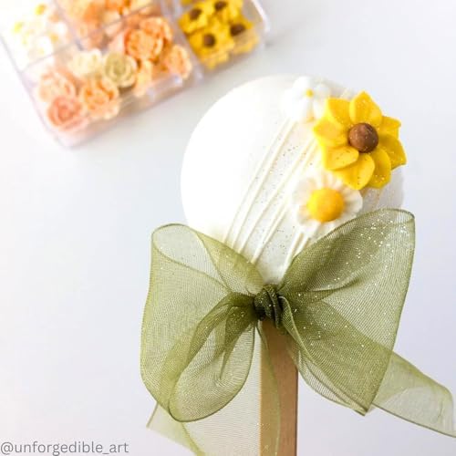 Sunflower & Daisy Icing Flowers – Edible Royal Icing Toppers for Cakes, Cupcakes & Cookies | Sunflowers & Daisies Bulk Decorations by Simply Sucré (26 Sunflower & Daisies)