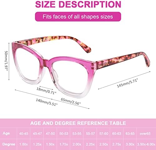AQWANO Oversized Reading Glasses Women, Cat Eye Readers Blue Light Blocking Computer Anti Glare/Fatigue, Red 2.25