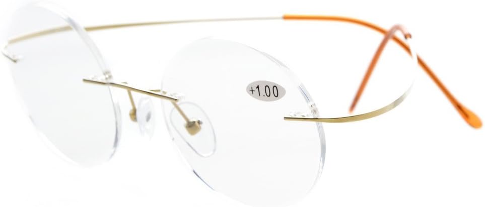 Eyekepper Titanium Rimless Round Reading Glasses Circle Readers For Men