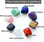 Healing Crystals Set of 8, for Use as 7 Chakra Stones, Worry Stones, Hot Spa Rock & Massage Stones in Grounding Balancing Soothing Meditation Reiki