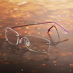 Poxas Memory Titanium Frameless Lightweight Reading Glasses Hingeless Flexibled Frames for Mens Womens