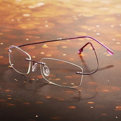 Poxas Memory Titanium Frameless Lightweight Reading Glasses Hingeless Flexibled Frames for Mens Womens
