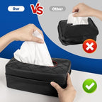 Car Tissue Holder, Standard Tissue Holder for Car Pu Leather Car Napkin Holder, Car Backseat Extra Large Tissue Organization Fit for 120-230 Tissues per Box 9.84'' x 4.72'' x 5.91'' (Black)