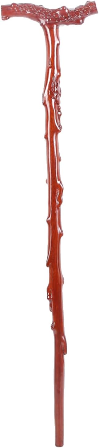 Plum Blossom Flower Décor Wood Cane - Handmade, Ergonomic, Comfort Grip Support Pole- for Men and Women- Fashionable Wooden Walking Stick 36"(90cm/35.4in, Brown)