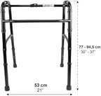 PEPE Mobility Zimmer Frame, Narrow and Foldable, Lightweight Aluminium, Adjustable Height, Elderly People, Black