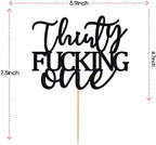 Thirty Fucking One Cake Topper - Happy 31st Birthday Cake Decor - Cheers to 31 Years Birthday Party Decorations Supplies, Black Glitter