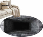Round Area Rugs Collection 3 Ft, Optical Illusion Non-Slip Residential Carpet, Abstract 3D Black Grey Looks Like Holes Indoor Crawling Mats Doormat Runner Rugs Play Mat for Bedroom
