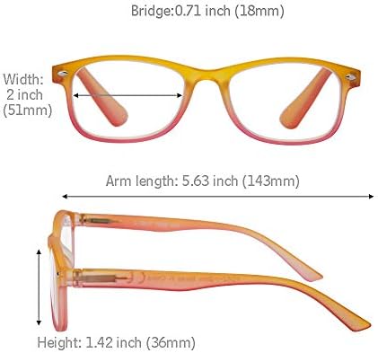 EYEGUARD 4 Pack Reading Glasses for Women Fashion Colorful Gradient Readers