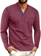 Sailwind Men's Henley Shirts Long Sleeve Button T-Shirt Casual Stylish Cotton Pullover Shirt with Pocket