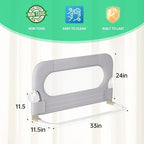 UPGOGO Folding Toddler Bed Rails for Crib,Safety Toddler Bed Rails,Bed Guard Rail with Reinforced Anchor Safety System,Bed Rail for Kids Fit,Bunk,Full Size,Queen,King,Twin(Grey,33"x23.6")