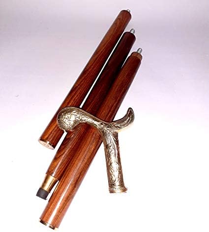 Antique Royal Victorian Silver Brass Wooden Walking Cane Stick Style