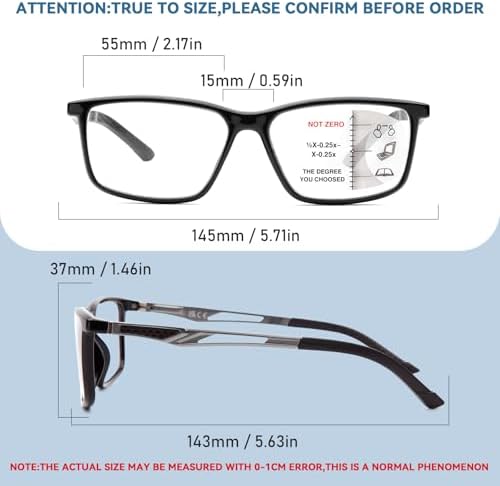JO 2Pack Progressive Multifocus Reading Glasses Men Women Metal Al-Mg Computer Readers Office No Line TR90 Lightweight Frame