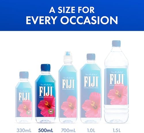 FIJI Water, 500 mL | Natural Artesian | Pack of 12 | Recycled Plastic