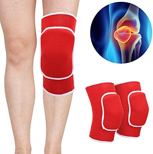 1 Pair Protective Knee Pads,Thicken Sponge Brace Knee Guards,Knee Pads for Dance Yoga Multi Sports (Red)