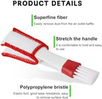 KVAEY 2 PCS Mini Duster for Car Air Vent, Double Ended Automotive Air Vent Microfiber Duster & Brush, Dust Collector Cleaner for Keyboard Window Leaves Shutter, Car Accessories (Red & White)