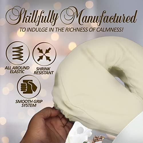 LONDON LINENS Soft & Heavy Microfiber Massage Tables Face Cradle Covers Cozies Fitted- 4 Pieces (4, Natural)