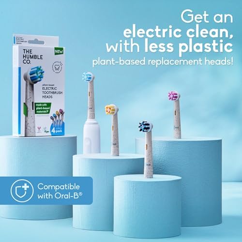 The Humble Co Bamboo Electric Toothbrush Heads Compatible with Oral B Toothbrushes - Replacement Toothbrush Heads with Soft Bristles - Dental Oral Care & Hygiene - Regular Bristles