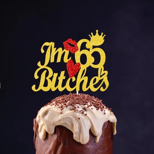Happy 65th Birthday Cake Toppers Gold Glitter, Cheers to 65 Years Old Bday Decoration 65th Anniversary Dessert Topper, Sixty-five Theme Cake Picks Appetizers Cocktail Toothpicks Party Supplies