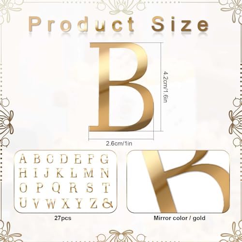 27 Pcs Acrylic Cake Toppers, Gold Cake Letters Topper, DIY Custom Cake Topper, Personalized A-Z Alphabet Decoration for Cake, Name Cupcake Toppers for Wedding Anniversary Baby Shower Birthday Party