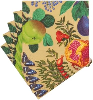 Caspari Royal Orchard Gold Cocktail Napkins - includes 20 Cocktail Napkins