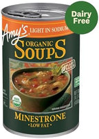 Amy’s Soup, Vegan Minestrone, Light in Sodium, Made With Organic Vegetables, Beans and Pasta in Tomato Broth, Canned Soup, 14.1 Oz (6 Pack)