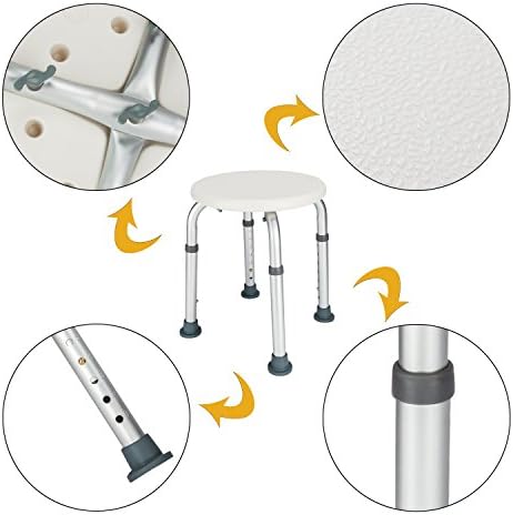 Shower Chair Bath Seat, 330lbs Adjustable Bath Chair, Shower Stools for Seniors, Handicap Bathroom Stool, Round Bathtud Seat, White