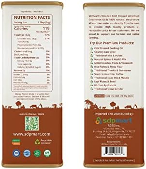 SDPMart Cold pressed virgin Groundnut oil/Peanut Oil - 5 Ltr | Chekku Oil