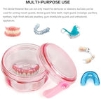 No Leak & Non-Slip Partial Denture Case Retainer Bath Box Cup, Denture Soaking Cup False Teeth Holder Box Case with Strainer Basket and Brush,Dishwasher safe - Transparent Pink
