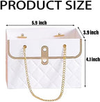 NADUSEP 4 PCS Flower Paper Gift Bag Bouquet Storage Bucket, Florist Flower Hand bag with Metal Chain Gift Case for Gifts Wrapping Supplies Bulk Mother's Day Valentine's Day Women's Day (White)