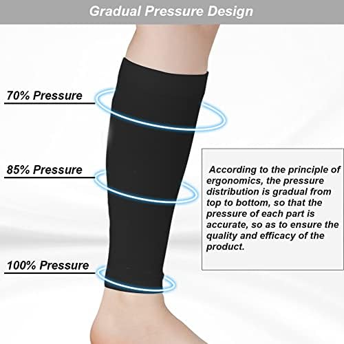 Calf Compression Sleeves for Men & Women (20-30mmhg) - Leg Compression Sleeve for Running, Cycling, Shin Splints Support, Relieve Legs Pain, Travel (One Pair)(Black,X-Large)