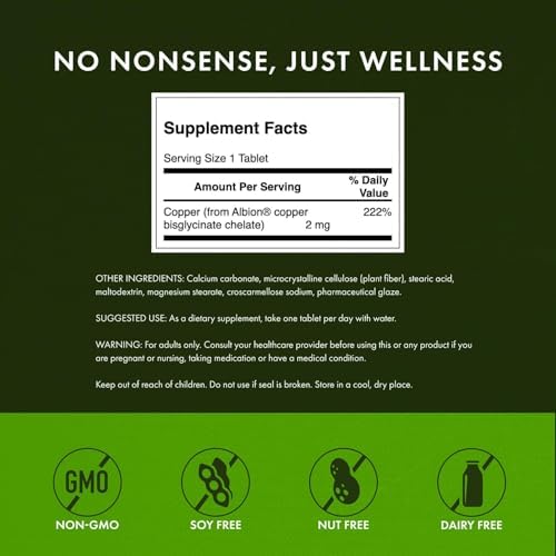Swanson Copper Chelate Mineral Supplement for Adults Seeking Antioxidant, Immune, and Red Blood Cell Support - 2 mg (300 Tablets, 4 Pack)