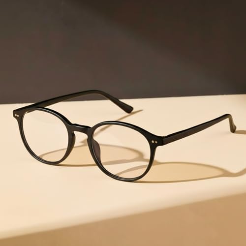 2SeeLife Small Round Reading Glasses for Men & Women – Narrow-Medium Fit, Sturdy Frame, Spring Hinges, Premium Retro Readers, Black, +2.00