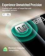 RunStar Digital Bathroom Scale for Body Weight with High Precision, Clear LED Backlight Display, Accurate Scale with 6mm Tempered Glass, 400lb, Silver