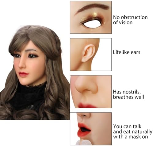 Silicone Mask Realistic Female Mask Full Head Mask Can Makeup for Crossdresser Cosplay Transgender