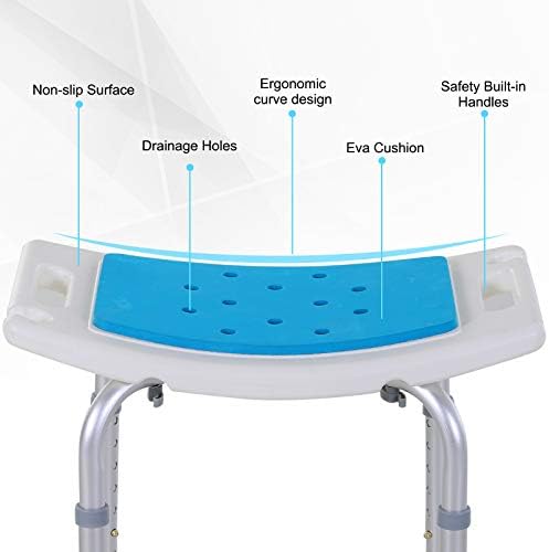 Homcom 6-Level Adjustable Curved Bath Stool Spa Shower Chair Non-Slip Design for The Elderly, Injured, & Pregnant Women