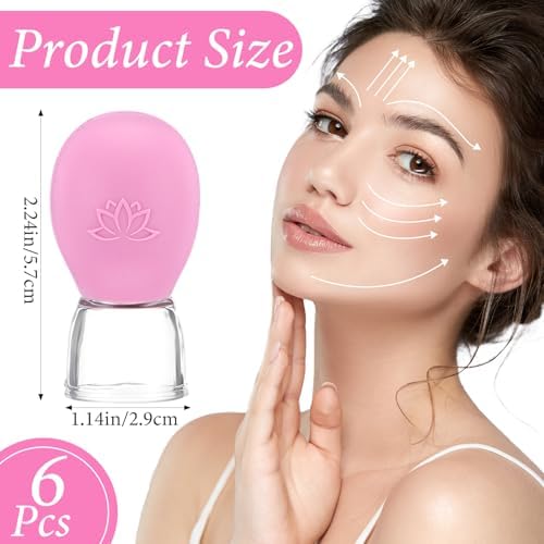 6Pcs Cupping Device, Vacuum Negative Pressure Walking Cupper, Glass Massager Cupping Cup, Silicone Cupper Massage, Body Cup Fascia Massager for Face and Body