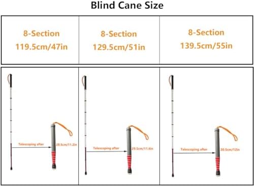 Blind Cane Mobility Cane, Retractable Walking Stick for The Elderly Sticks Men Women, Titanium Alloy Safety Walking Canes