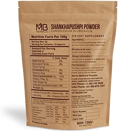 MB Herbals Shankhapushpi Powder 8 oz (227 Gram) | Shankhpushpi Powder | Convolvulus pluricaulis | Herbal Suppplement