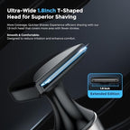 FOKE Back Shaver for Men, Ultra-Wide 2" T-Shaped Head, Travel Case, LED 4 in 1 Mens Back Shaver Rechargeable with Long Handle, Safety Lock, IPX7, Multi-Functional Back Trimmer for Men, (Flat Black)