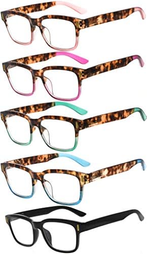 CessBlu Ladies Reading Glasses 5 Pairs Fashion Reader Eyeglasses for Women Reading
