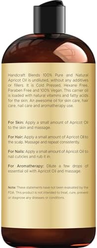 Handcraft Blends Apricot Kernel Oil - Cold-Pressed 16 Fl Oz - 100% Pure and Natural - Premium Grade Carrier for Skin and Hair - Hair and Body - Massage - Hexane-Free