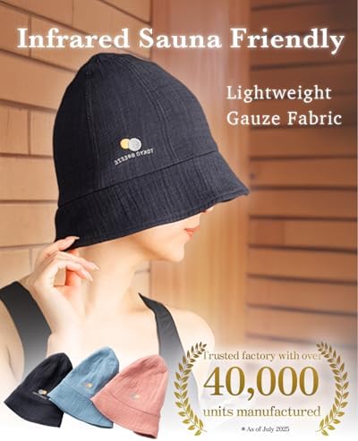 Tokyo Breeze Sauna Hat – Lightweight Soak & Wear Gauze Hat for Infrared Sauna, Quick-Dry Hair Protection, Japanese Design