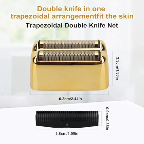 Replacement Foil and Cutter Head - Compatible with Baby*liss Foil Shaver，Double Foil Shaver Replacement Head, Compatible with BaBy*lissPRO trimmer Barberology FXFS2 Electric Razors(Gold)