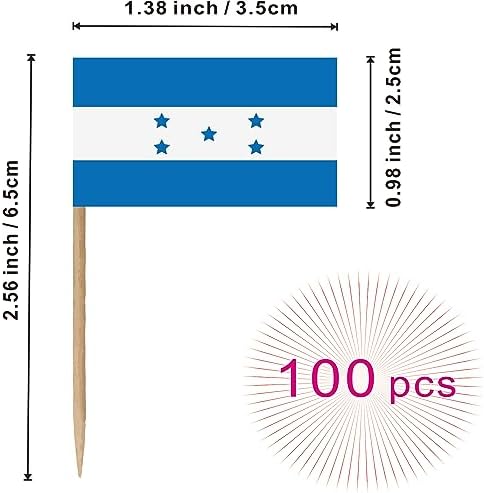 Honduras Toothpick Flag Honduran National Small Mini Cocktail Fruit Cupcakes Toppers Food Stick Flags Decorations,100 Pack