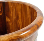 Wooden Foot Basin, 15.75 Inch Home Spa Deep Soaking Barrel Portable Wood Foots Basin Set Traditional Natural Solid Wood Foot Soak Tub with Lid for Home Spa Bath Center (with Massage Beads Plate)