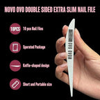 NOVO OVO Thin Nail File 10 PCS Professional Double Sided Extra Slim,Reusable,Emery Board(100/180 Grit) Nail Styling Tools for Home and Salon,Manicure Pedicure Tool and Nail Buffering Files