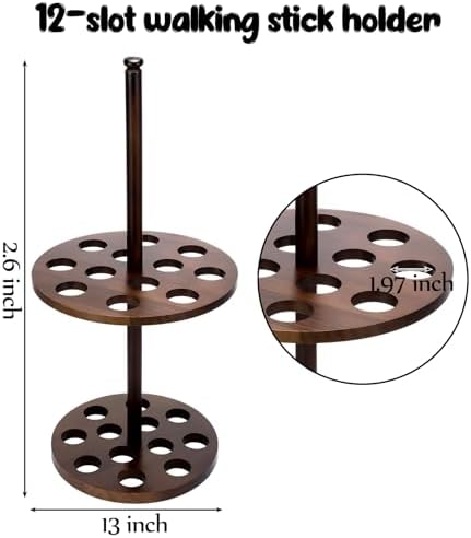 Colingmill Walking Cane Holder Stand Wood Walking Stick Display Stand 12 Slot Cane Rack Display Stands Double Layer for Entryway