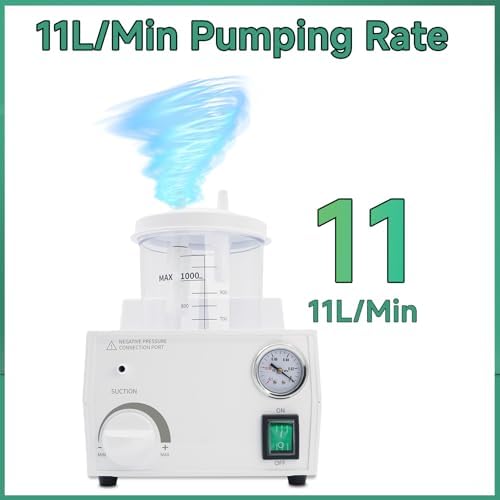 Portable Veterinary Suction Machine for Home Use with 1000ml Capacity, 110V Electric Suction Machine with Adjustable Power, Low Noise