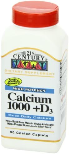 21st Century Calcium, 1000mg Plus Vitamin D, 90 Tablets (Pack of 4)