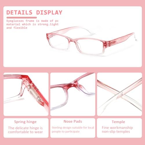 JOSCHOO 6 Pack Computer Reading Glasses for Women and Men with Comfortable Spring Hinges for Men and Womens Readers